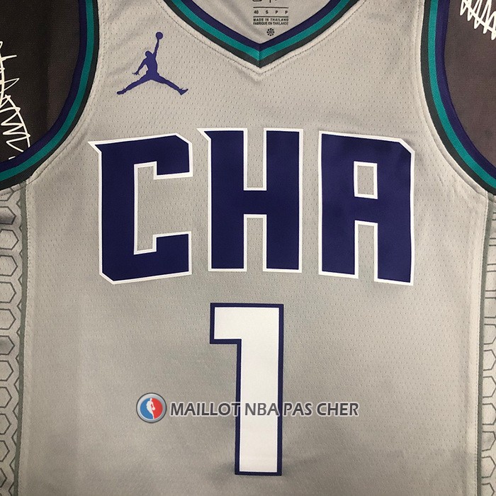 Maillot Charlotte Hornets Lamelo Ball NO 1 Ville Edition Gris